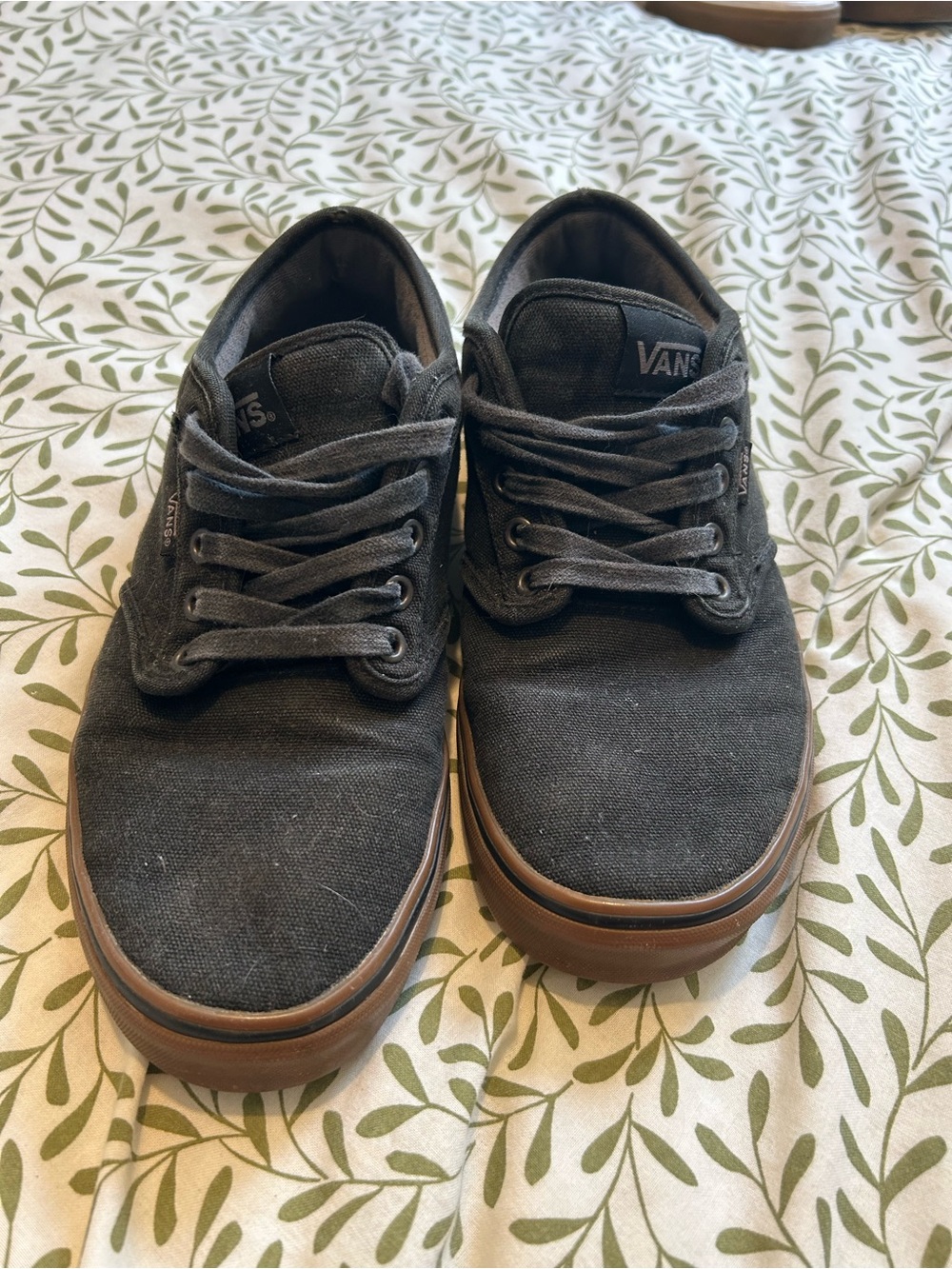 Vans Black Canvas Sneakers with Brown Gum Sole